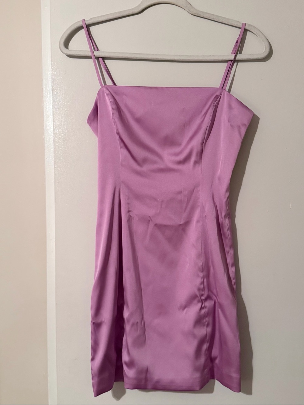 Sunday Best Satin Mini Dress in Lilac Pink